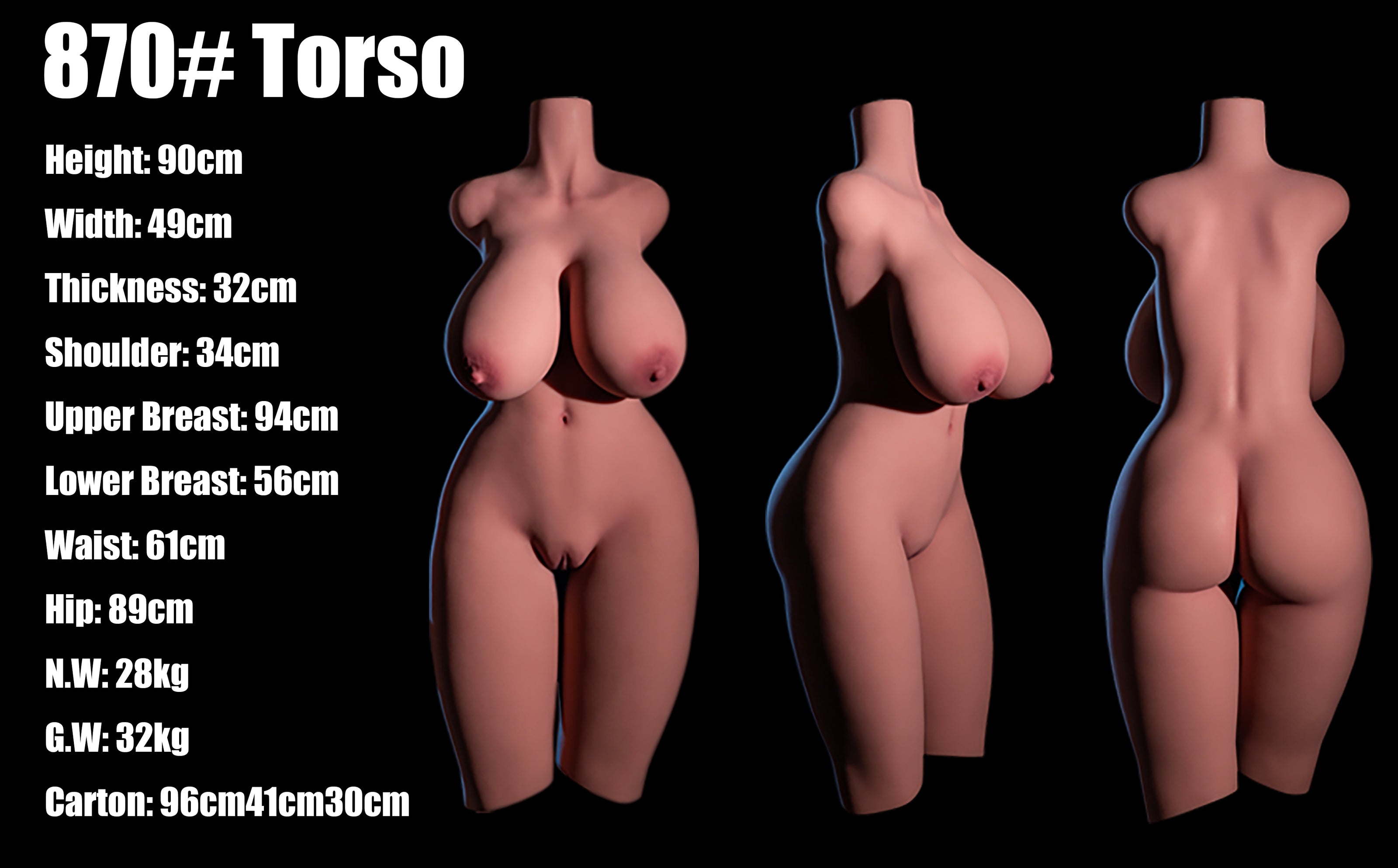 90cm/2ft11 L-cup Female Torso TPE Sex Toys - My Store